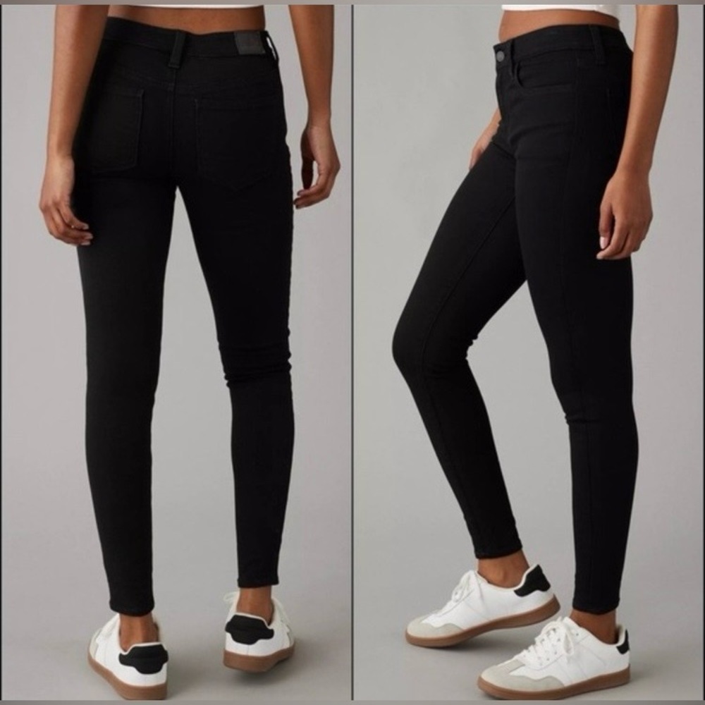 American Eagle Outfitters Sz 00 Washed Black Skinny Super Stretch Jegging Jeans